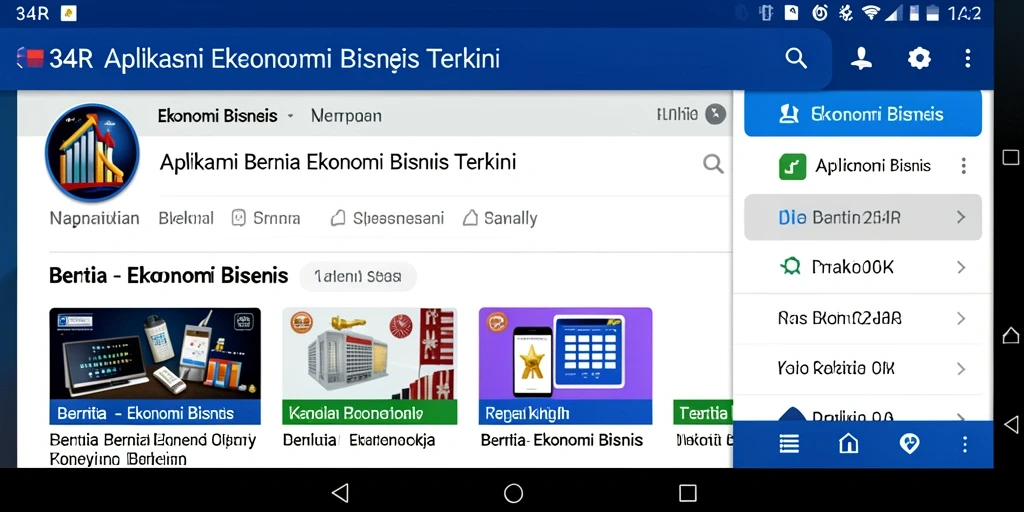 Screenshot antarmuka aplikasi 34R yang menampilkan berita ekonomi terkini.
