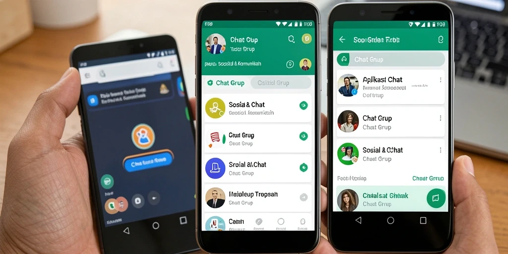 Tampilan antarmuka F08 dengan fitur Chat Grup yang menarik.