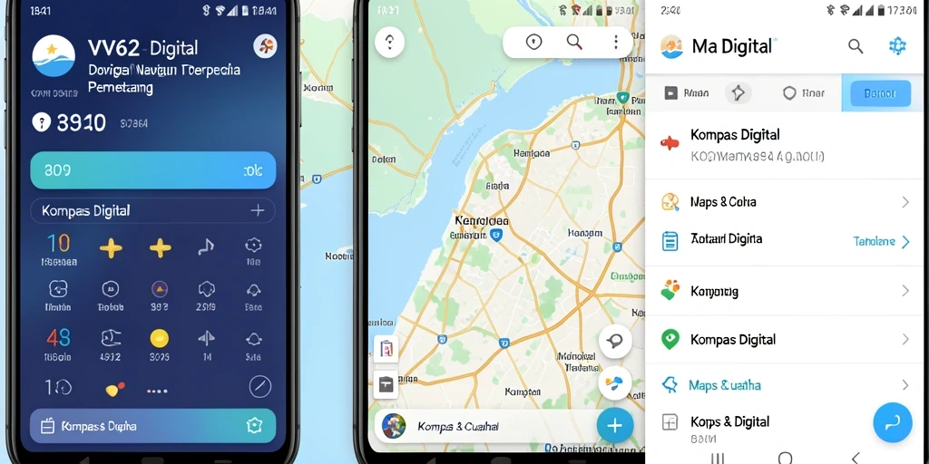 Screenshot VV62 menampilkan antarmuka kompas digital yang sederhana dan intuitif.