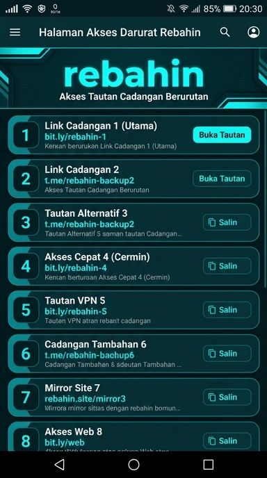 Tampilan link alternatif rebahin