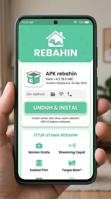 Tampilan halaman APK rebahin
